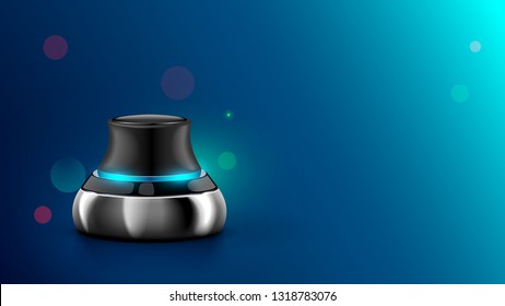 3D mouse or ultra-precise CAD software controller. Three-dimensional navigation device of creating computing architectural plans, engineers modelling. Mouse of 3D applications and industrial design.