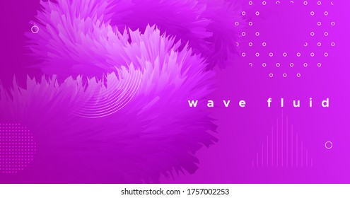 3d Movement. Wave Flyer. Pink Graphic Wallpaper. Vector Geometric Shapes. Vibrant Motion. 3d Movement. Digital Abstract Design. Liquid Futuristic Concept. Flow Dynamic Cover. Fluid 3d Movement.