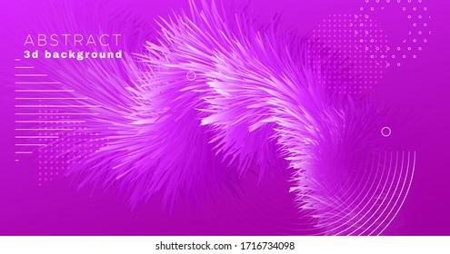 3d Movement. Wave Poster. Pink Graphic Pattern. Vector Geometric Shapes. Abstract Motion. 3d Movement. Digital Vibrant Flyer. 