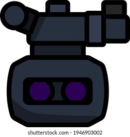 3d Movie Camera Icon. Editable Bold Outline With Color Fill Design. Vector Illustration.