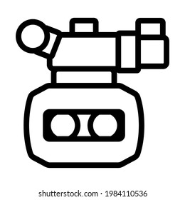 Icono de cámara de película 3d. Diseño de contorno negrita editable. Ilustración vectorial.