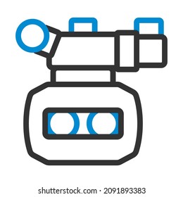 3d Movie Camera Icon. Editable Bold Outline With Color Fill Design. Vector Illustration.