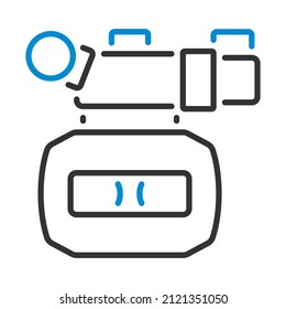 3d Movie Camera Icon. Editable Bold Outline With Color Fill Design. Vector Illustration.