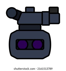 3d Movie Camera Icon. Editable Bold Outline With Color Fill Design. Vector Illustration.