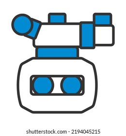 3d Movie Camera Icon. Editable Bold Outline With Color Fill Design. Vector Illustration.