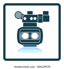 3d movie camera icon. Shadow reflection design. Vector illustration.