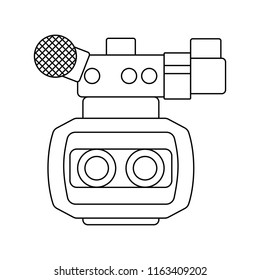 3d movie camera icon. Thin line design. Vector illustration.
