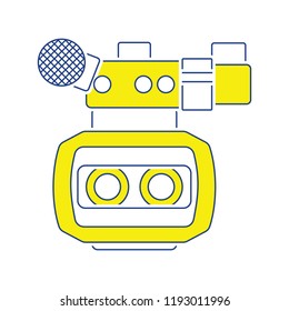 3d movie camera icon. Thin line design. Vector illustration.