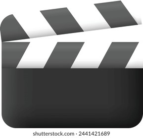 3D movie clapper, clapperboard. clapboard
clapper board cartoon. clap clapperboard,
action director, slate camera clapboard
clapper board sign. isolated symbol vector
illustration