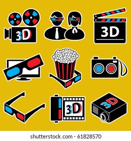 3d movie devices. icon set(vector, CMYK)