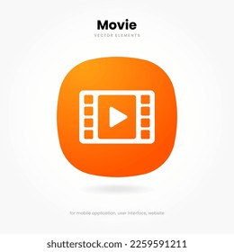 3d movie, film, movies, play button icon. Video play symbol. Start sign. Pause icon. Player logo button. Play music or sound vector element for UI UX, website, mobile app.