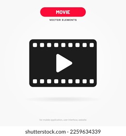 3d movie, film, movies, play button icon. Video play symbol. Start sign. Pause icon. Player logo button. Play music or sound vector element for UI UX, website, mobile app.