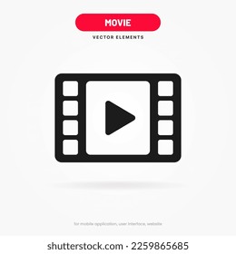 3d movie, film, movies, play button icon. Video play symbol. Start sign. Pause icon. Player logo button. Play music or sound vector element for UI UX, website, mobile app.