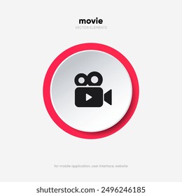 3d movie, film, movies, play button icon. Video play symbol. Start sign. Pause icon. Player logo button. Play music or sound vector element for UI UX, website, mobile app.