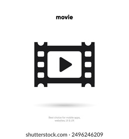 3d movie, film, movies, play button icon. Video play symbol. Start sign. Pause icon. Player logo button. Play music or sound vector element for UI UX, website, mobile app.