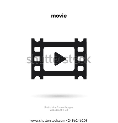 3d movie, film, movies, play button icon. Video play symbol. Start sign. Pause icon. Player logo button. Play music or sound vector element for UI UX, website, mobile app.