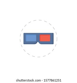 3d movie glasses colored flat vecor icon. 3d movie glasses colored flat vecor icon. 3d movie glasses colored flat vecor icon. 