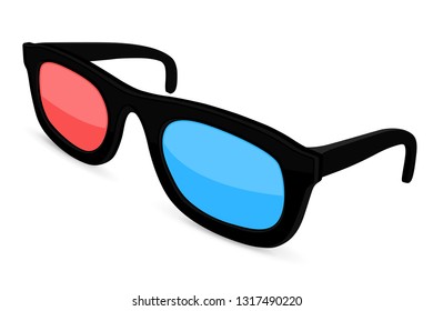 3d movie glasses. Colored spectacles for movie theater. Vector illustration isolated on white background