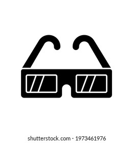3D movie glasses glyph icon. Cinema. Vector isolated black illustration.
