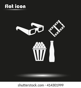 3d movie glasses with popconr and soda.