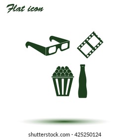 3d movie glasses with popconr and soda.