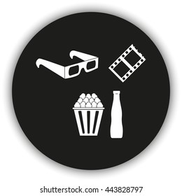 3d movie glasses with popconr and soda.