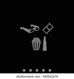 3d movie glasses with popconr and soda.