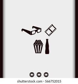 3d movie glasses with popconr and soda.