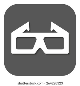 The 3d movie icon. 3D Glasses symbol. Flat Vector illustration. Button