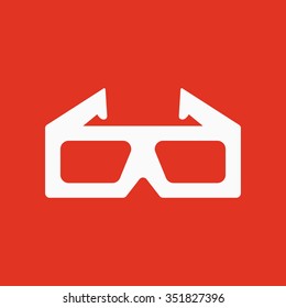 The 3d movie icon. 3D Glasses symbol. Flat Vector illustration