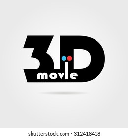 3d movie icon with shadow. concept of filmmaking, eyesight, widescreen, perception, binocular vision. isolated on gray background. flat style trend modern logotype design vector illustration