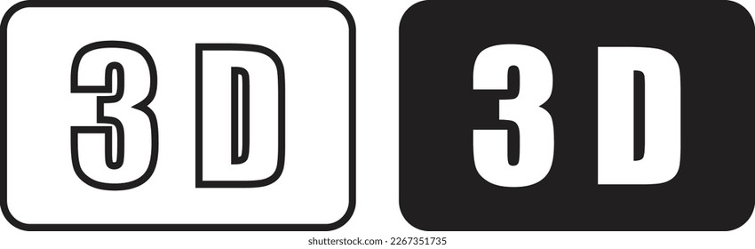 3d Movie icon simple trendy flat style line and solid Isolated vector illustration on white background. For apps, logo, websites, symbol , UI, UX, graphic and web design. EPS 10.