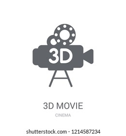 3D Movie icon. Trendy 3D Movie logo concept on white background from Cinema collection. Suitable for use on web apps, mobile apps and print media.