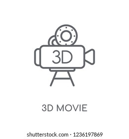 3D Movie linear icon. Modern outline 3D Movie logo concept on white background from Cinema collection. Suitable for use on web apps, mobile apps and print media.