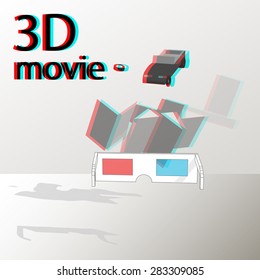 3d movie. Vector illustration.