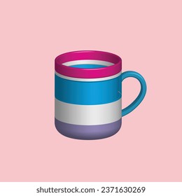 3D Mug with hot tea and milk or cappuccino and latte. Realistic americano and espresso drink illustration, coffee cup.