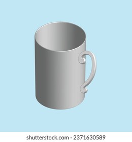 3D Mug with hot tea and milk or cappuccino and latte. Realistic americano and espresso drink illustration, coffee cup.