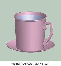 3D Mug with hot tea and milk or cappuccino and latte. Realistic americano and espresso drink illustration, coffee cup.