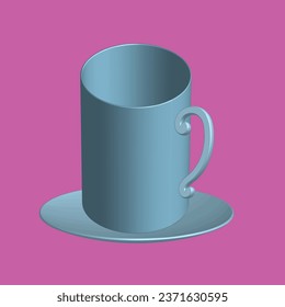 Mug 3D con té caliente y leche o capuchino y latte. Ilustración realista americano y de bebidas espresso, taza de café.