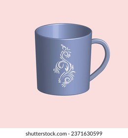 3D Mug with hot tea and milk or cappuccino and latte. Realistic americano and espresso drink illustration, coffee cup.