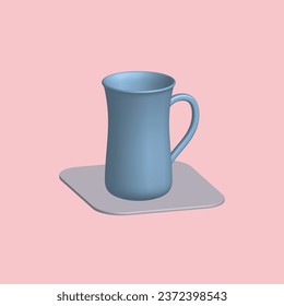 3D Mug with hot tea and milk or cappuccino and latte. Realistic americano and espresso drink illustration, coffee cup.