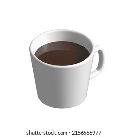 3D mug. White cup for tea or coffee. Vector illustration
