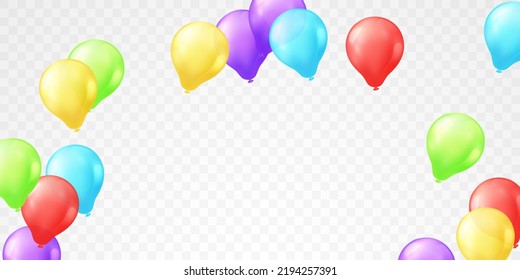 3D multi colored balloon vector illustration design with colorful confetti for party celebration