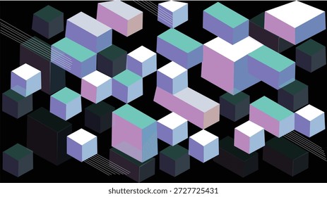 3D-Mehrfarben-Box-Designs, 3D-Hintergrundeffekte-Design