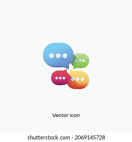 3D  multicolor chat, bubble, dialog, message vector icon. Premium quality.