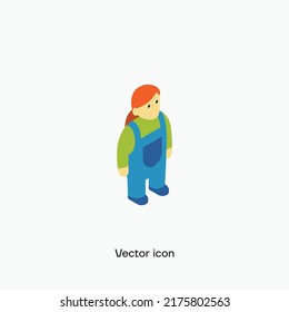 3D Multicolor Woman Farmer Vector Icon. Premium quality.