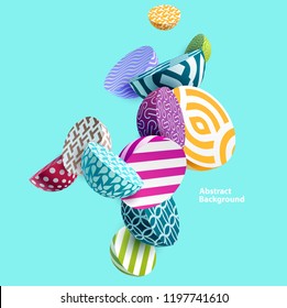 3D multicolored geometric elements. 