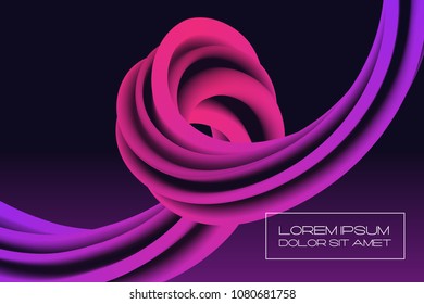 3d multicolored liquid shape with dynamic effect. Abstract curved stream. Blended fluid color wave. Futuristic liquid flow background