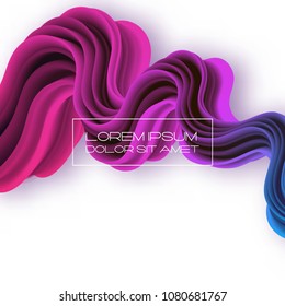 3d multicolored liquid shape with dynamic effect. Abstract gradient curved stream. Blended fluid color wave. Futuristic liquid flow background