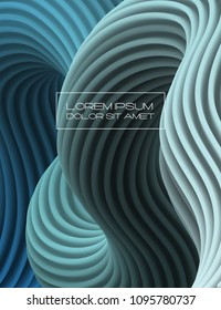 3d multicolored liquid shape with dynamic effect. Abstract gradient curved stream. Blended fluid color wave. Futuristic liquid flow background